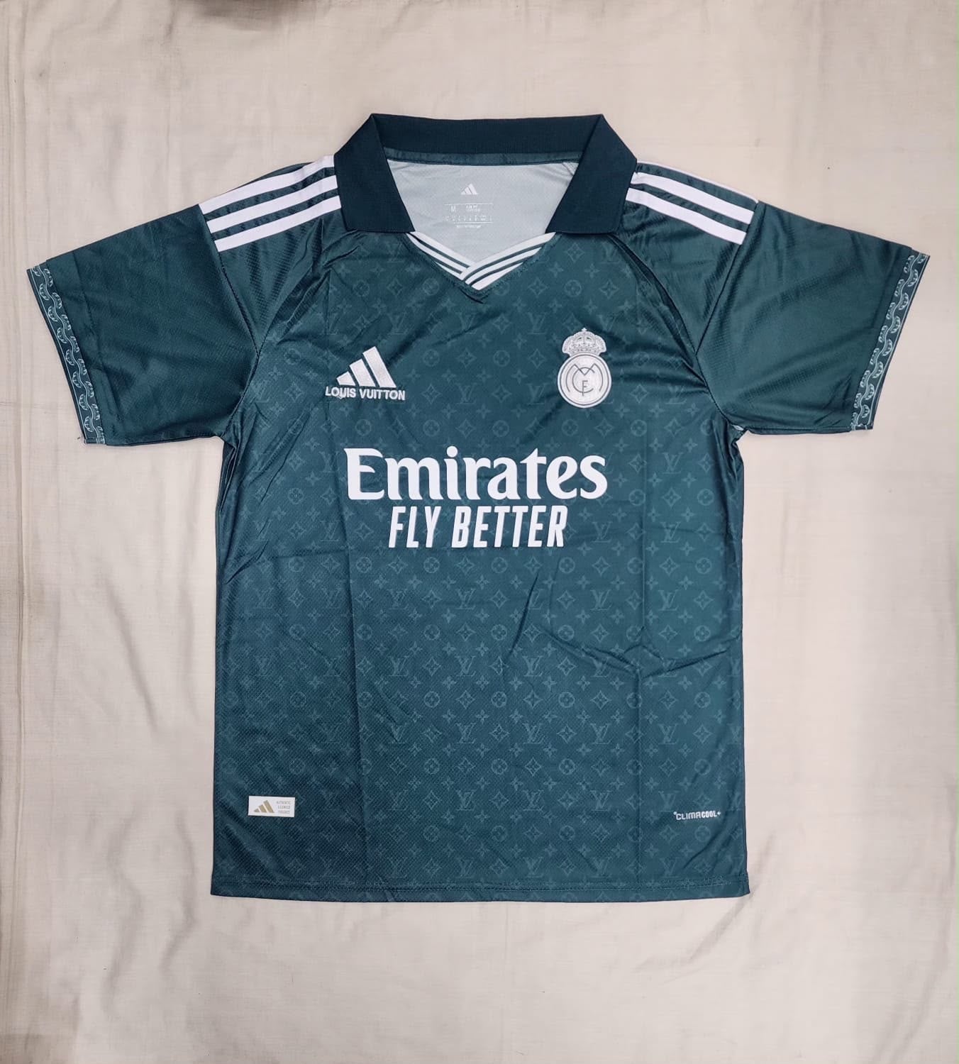 Real Madrid x Louis Vuitton Adidas Special Edition Jersey – Dark Teal | LV Monogram Edition