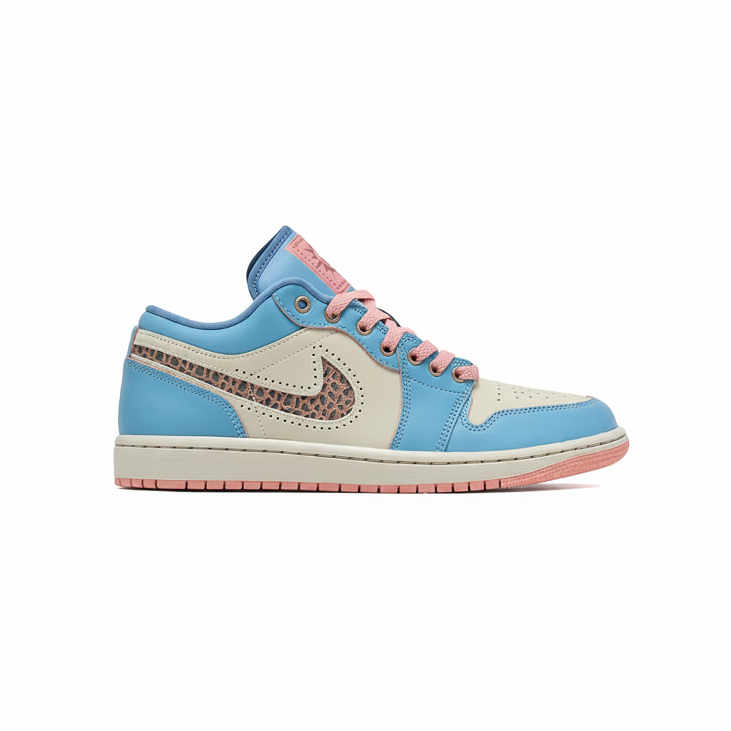 Air Jordan 1 Low SE 'Blue / Cream / Pink Leopard'