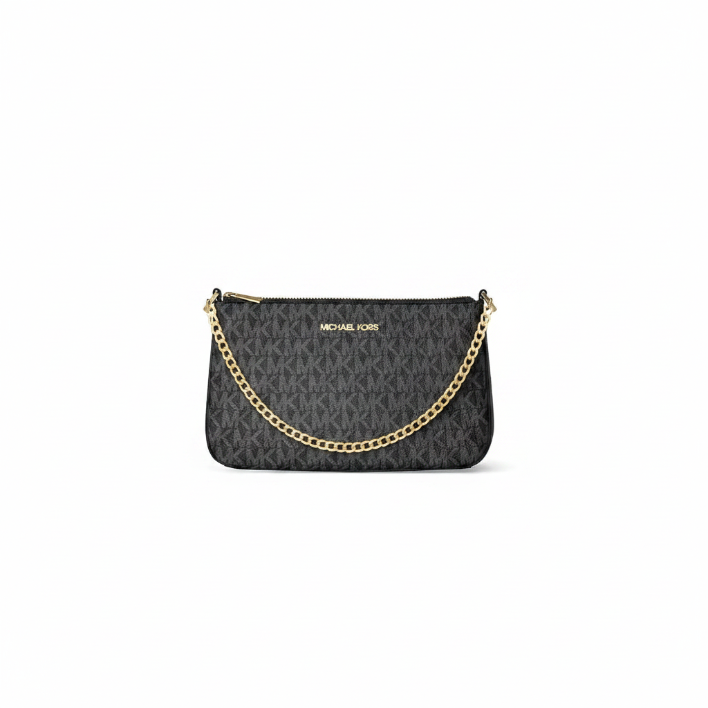Michael Kors Medium Chain Pochette Black MK Signature