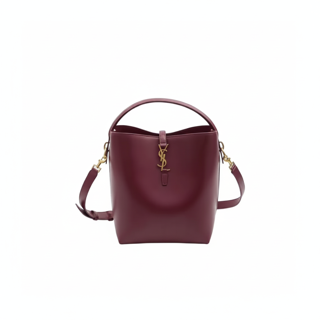 Saint Laurent Le 37 Small Bucket Bag "Bordeaux / Gold"