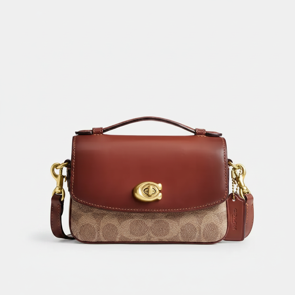 Coach Cassie Crossbody "Tan Signature Canvas / Rust / Brass