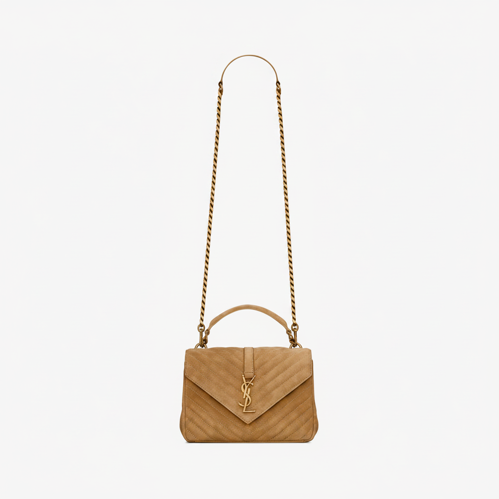 Saint Laurent College Small Bag "Dark Beige / Gold"