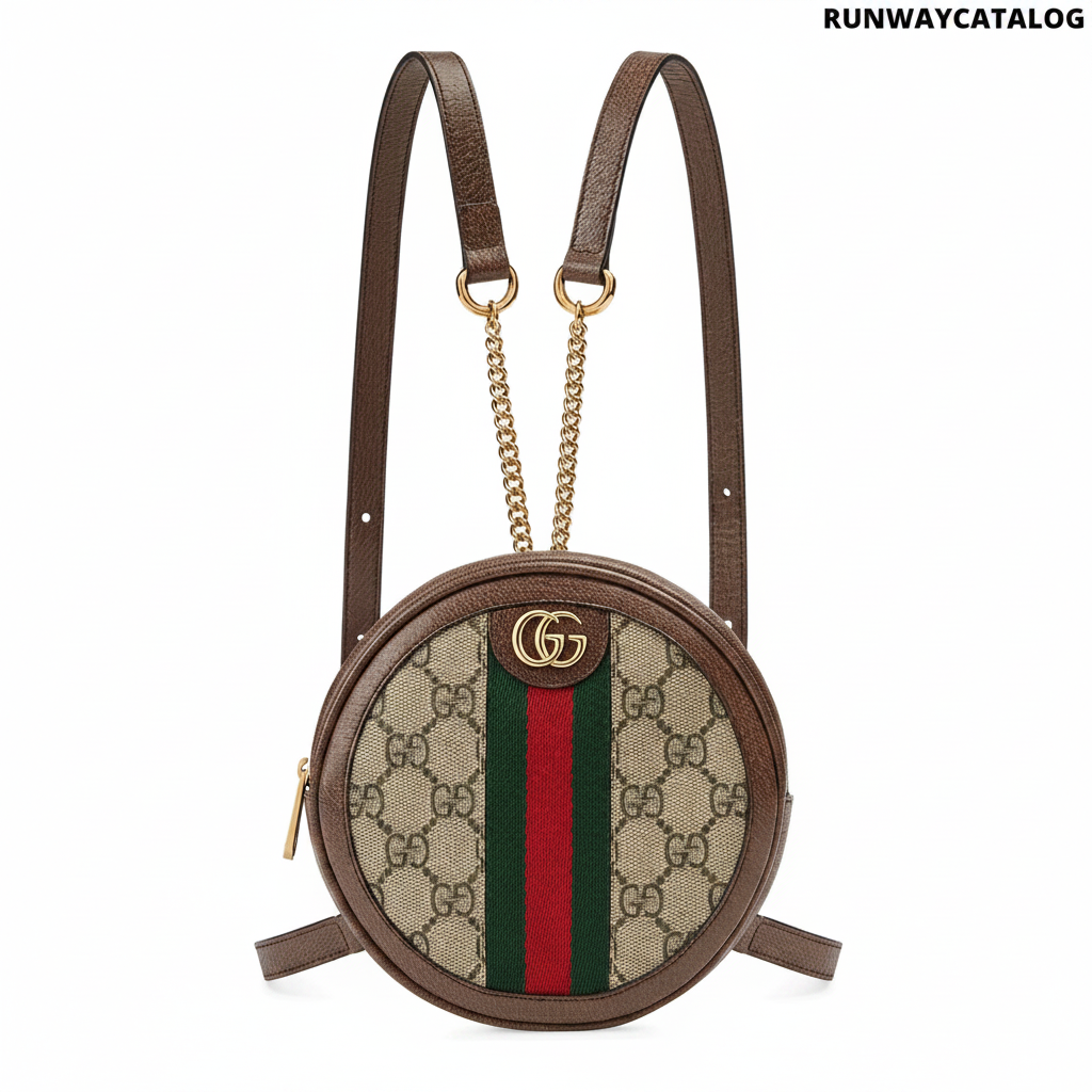 Gucci Ophidia GG Round Mini Backpack Beige Ebony