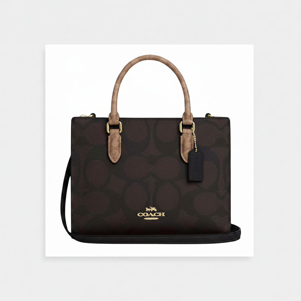 Coach Zoe Carryall Brown Tan Signature Canvas