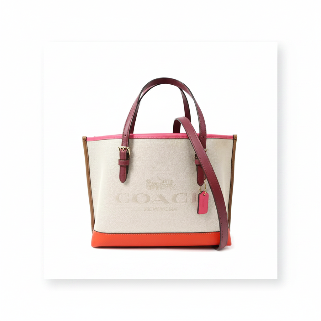 Coach Dempsey Carryall 25 – Natural Canvas & Multicolor Trim