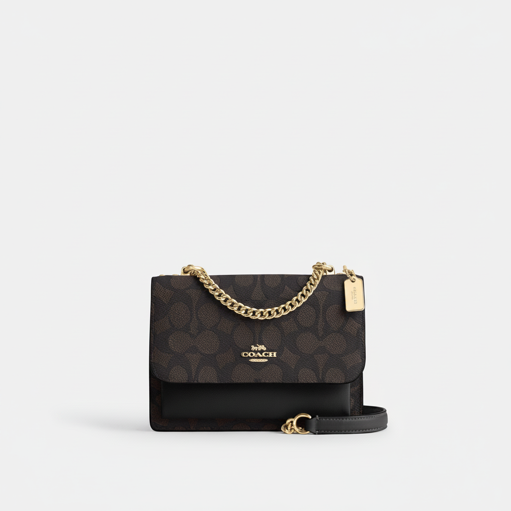 Coach Klare Crossbody "Brown Signature Canvas / Black Leather / Gold"