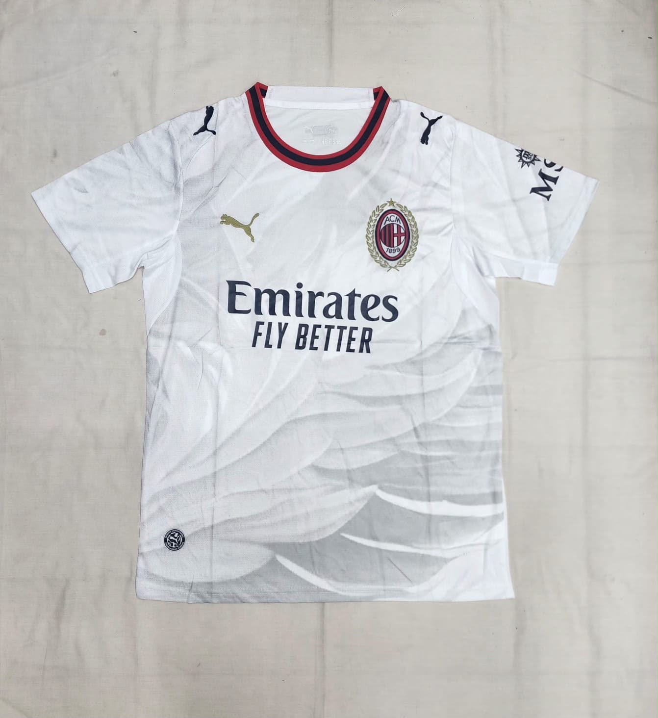 AC Milan Puma Away Jersey â€“ White | Emirates Fly Better Wave Texture Edition