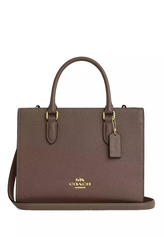 Coach Zoe Medium Carryall Dark Brown Pebbled Leather