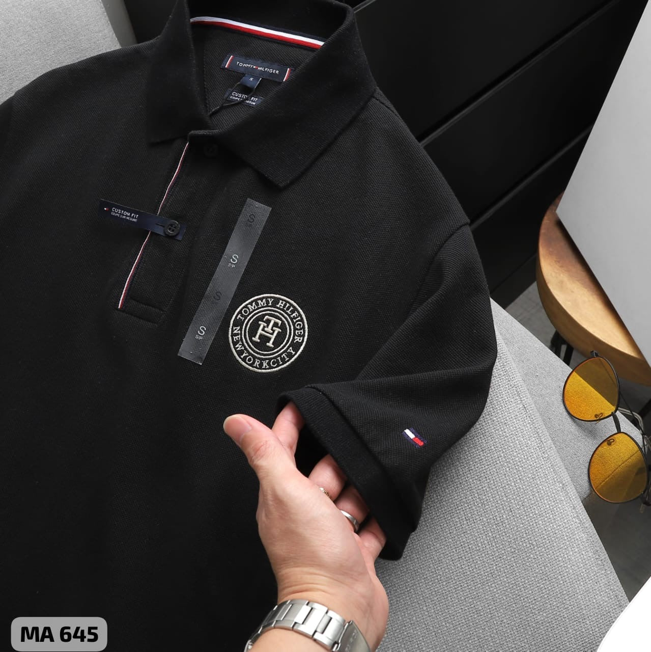 Tommy Hilfiger Men's TH Monogram Crest Custom Fit Polo Shirt