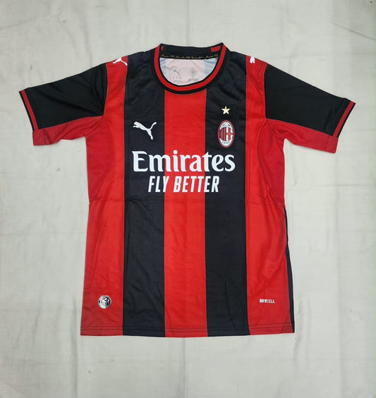 AC Milan Puma Home Jersey â€“ Red & Black Stripes | Emirates Fly Better Edition