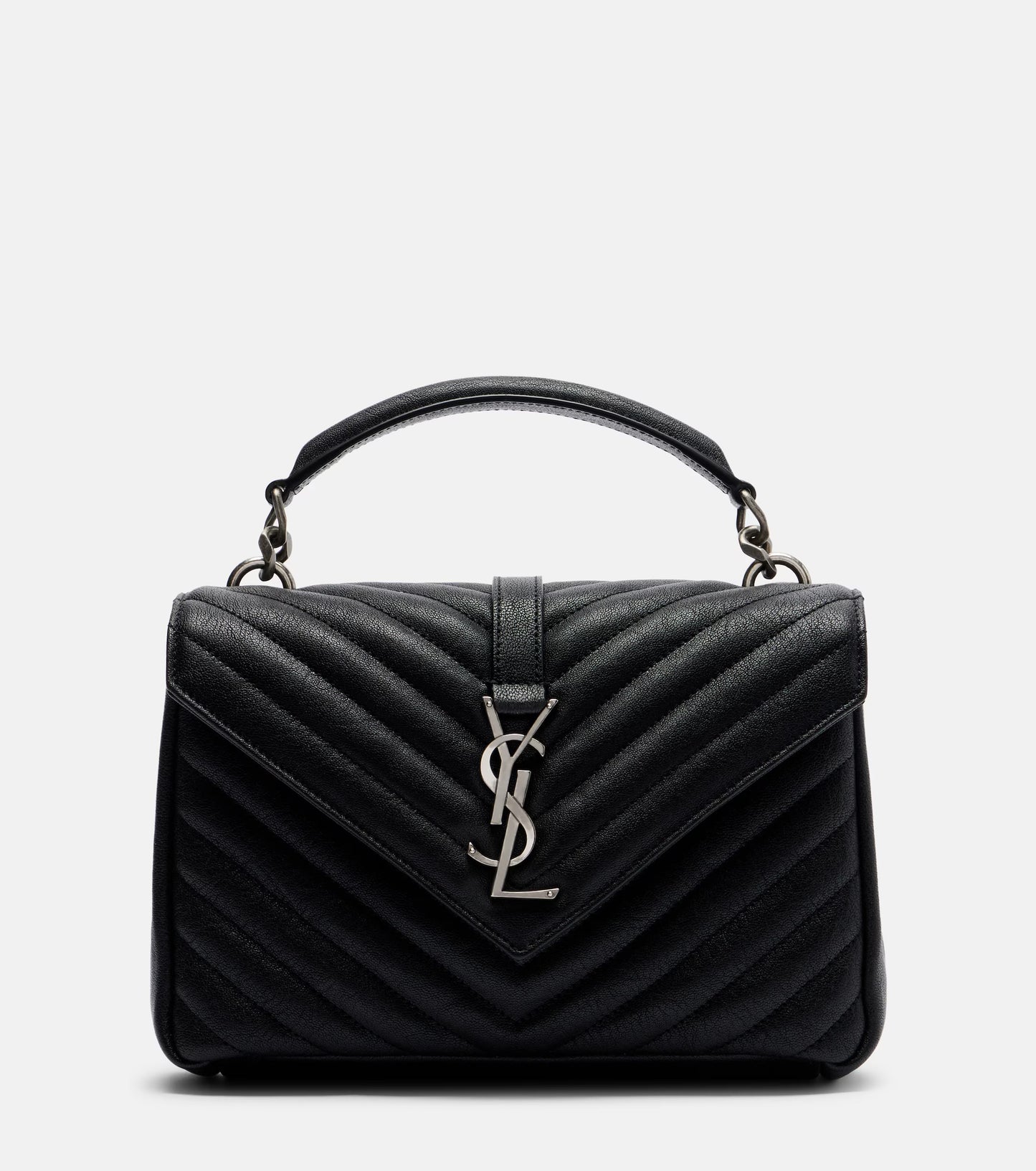 Saint Laurent College Medium Top Handle Bag "Black / Silver"