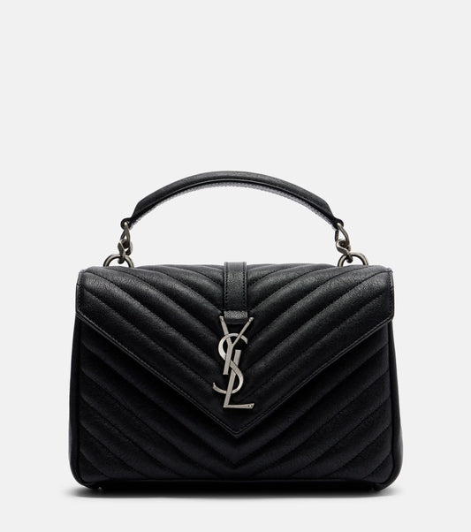 Saint Laurent College Medium Top Handle Bag "Black / Silver"