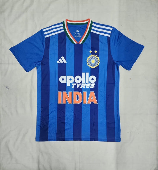 India Cricket Team Adidas ODI Jersey â€“ Royal Blue Stripes | Apollo Tyres Edition