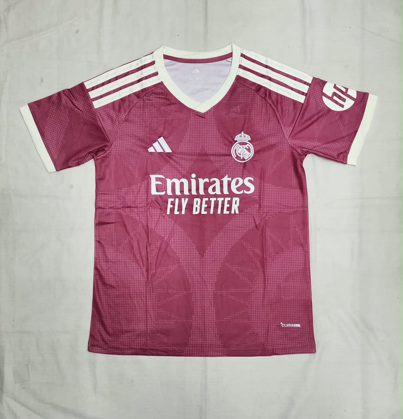 Real Madrid CF Adidas Away Jersey â€“ Burgundy Rose | Diamond Texture | Emirates Fly Better