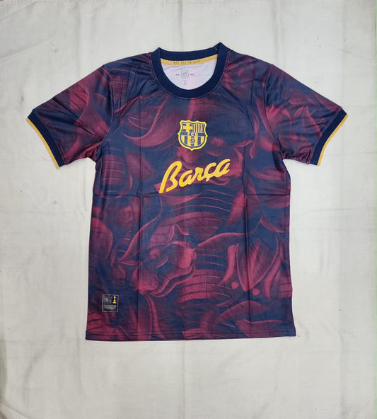 FC Barcelona â€˜BarÃ§aâ€™ Special Edition Jersey â€“ Navy & Crimson Abstract Pattern