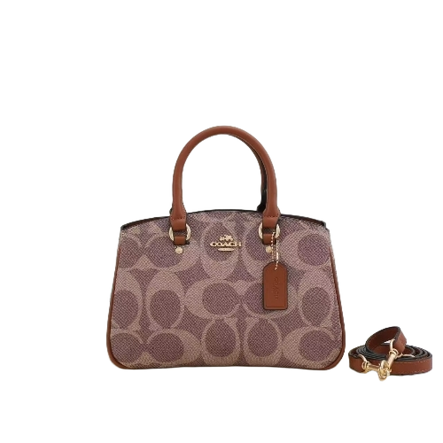 Coach Mini Darcie Carryall Tan Brown Signature Canvas