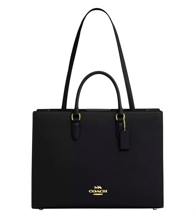 Coach Zoe Large Tote Black Pebbled Leather