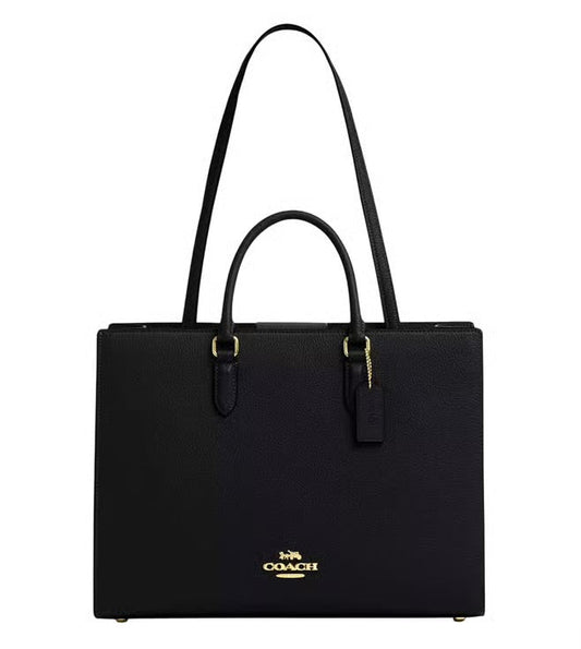 Coach Zoe Large Tote Black Pebbled Leather