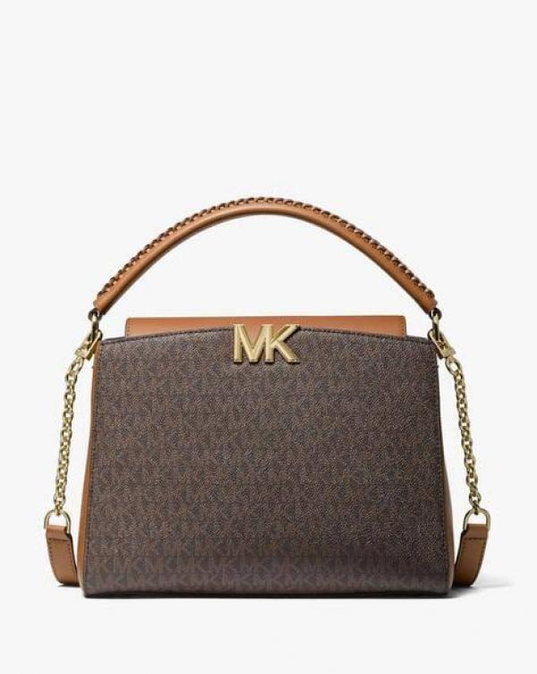 Michael Kors Karlie Small Top Handle "Brown MK / Luggage / Gold"