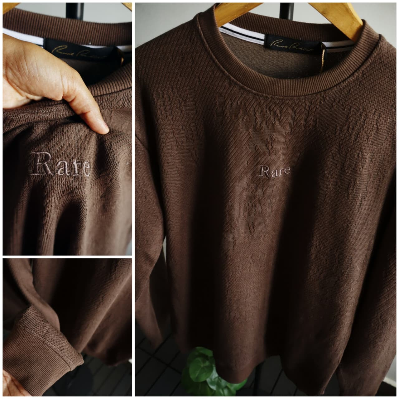 Rare Rabbit Embroidered Textured Knit Sweatshirt