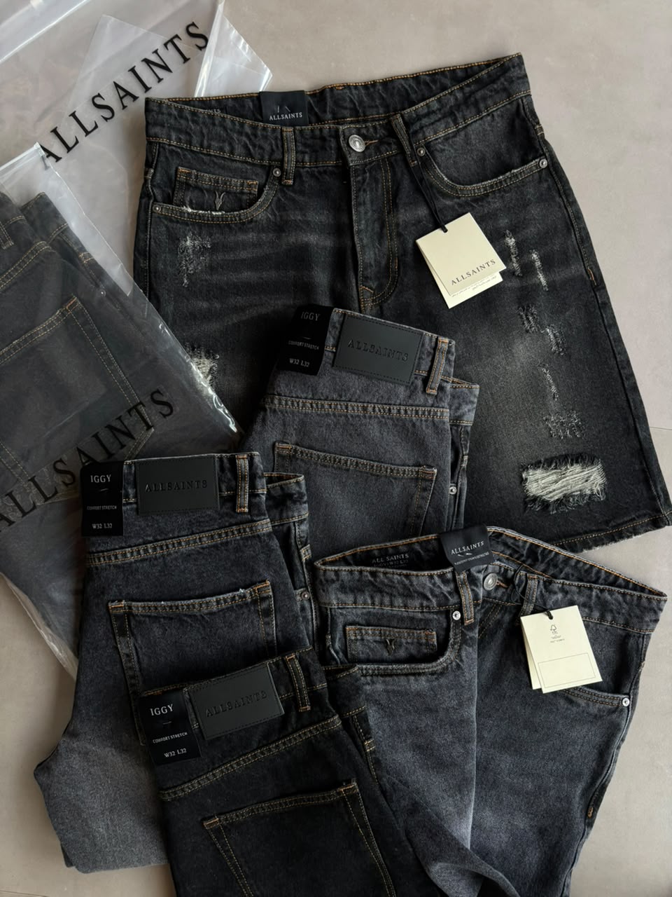 AllSaints Iggy Comfort Stretch Jean â€“ Washed Blackj