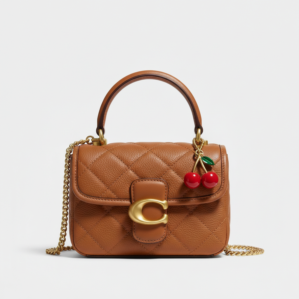 Coach Tabby Top Handle Bag Saddle Tan Cherry Charm - Product Shot