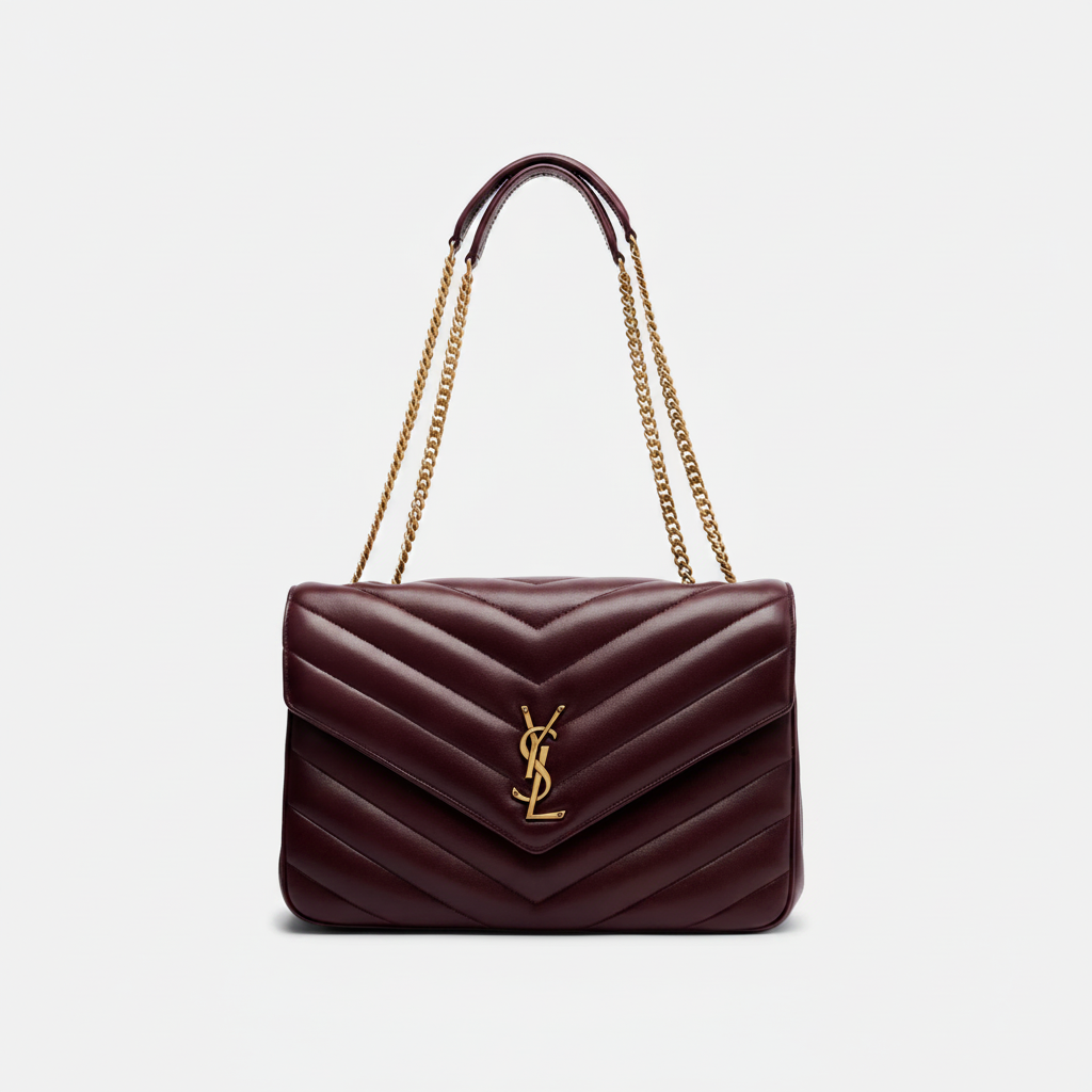 Saint Laurent Loulou Large Bag "Bordeaux / Gold"