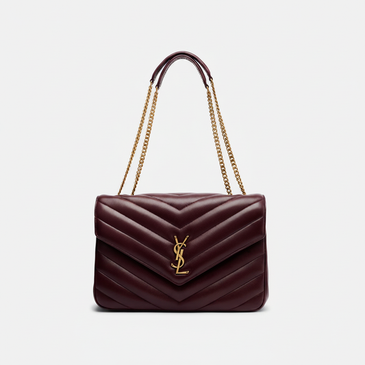 Saint Laurent Loulou Large Bag "Bordeaux / Gold"