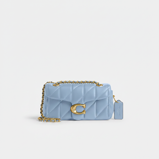 Coach Tabby Quilted Leather Shoulder Bag in Powder Blue with Gold Hardware