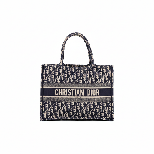Dior Book Tote Medium "Navy / Dior Oblique Embroidery"