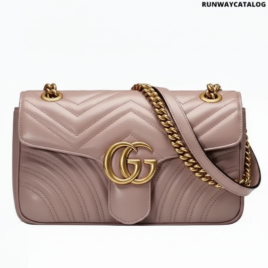 Gucci GG Marmont Medium Shoulder Bag Dusty Pink MatelassÃ©