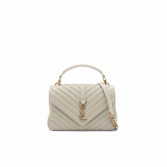 Saint Laurent College Medium Top Handle Bag "Crème / Gold"