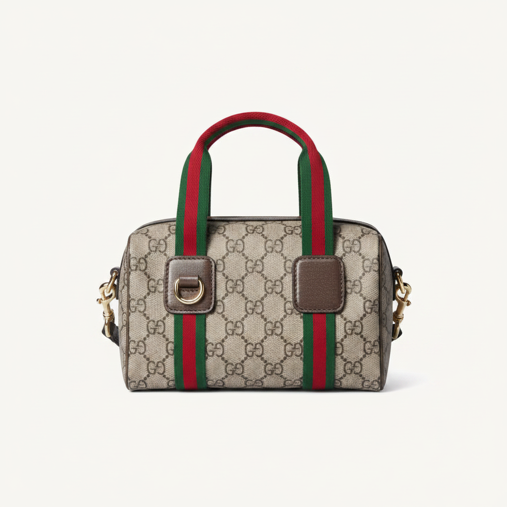 Gucci GG Supreme Mini Boston Bag Web Handles