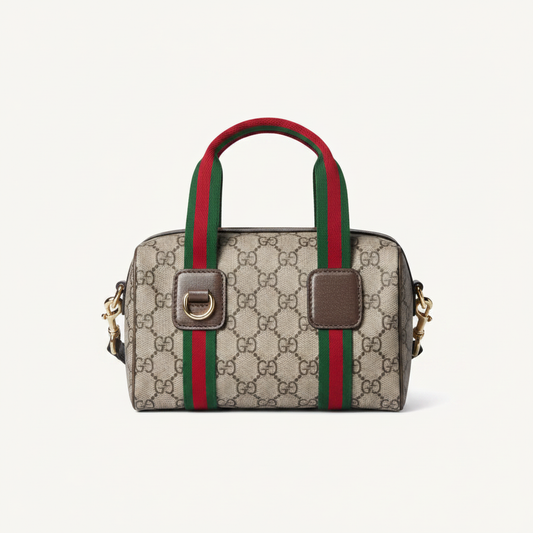 Gucci GG Supreme Mini Boston Bag Web Handles