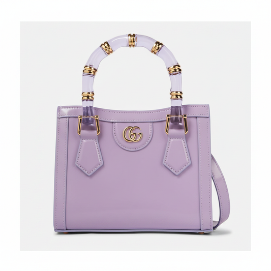 Gucci Diana Mini Tote Bag in Lilac Leather with Lucite Bamboo Handles and Gold GG Hardware