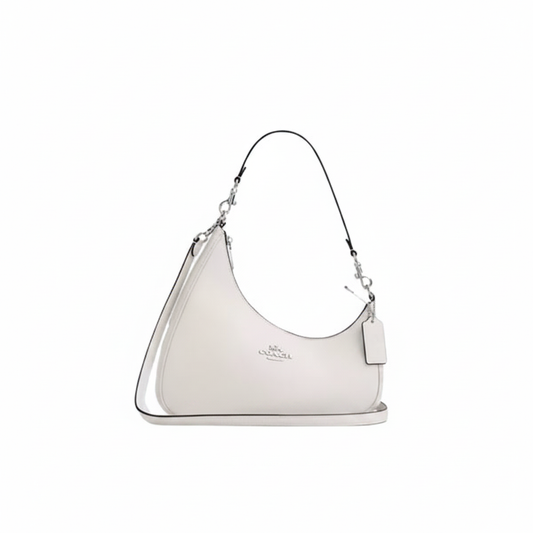 Coach Teri Shoulder Bag in Chalk White Pebble Leather â€“ Silver Hardware
