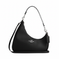 Coach Teri Shoulder Bag in Black Pebble Leather â€“ Silver Hardware