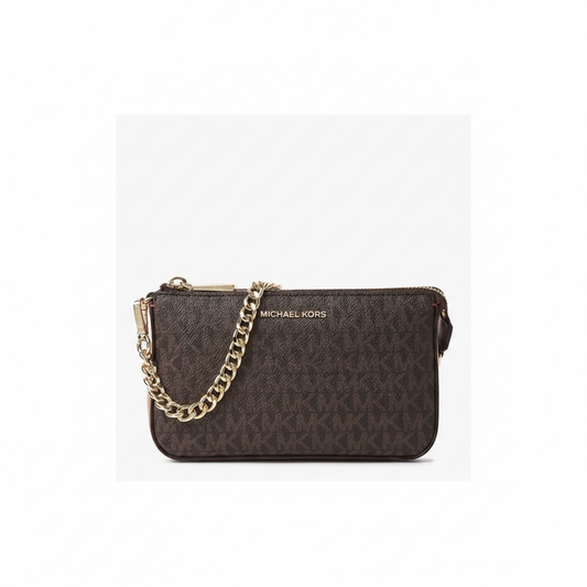 Michael Kors Large Chain Wristlet Brown MK Signature