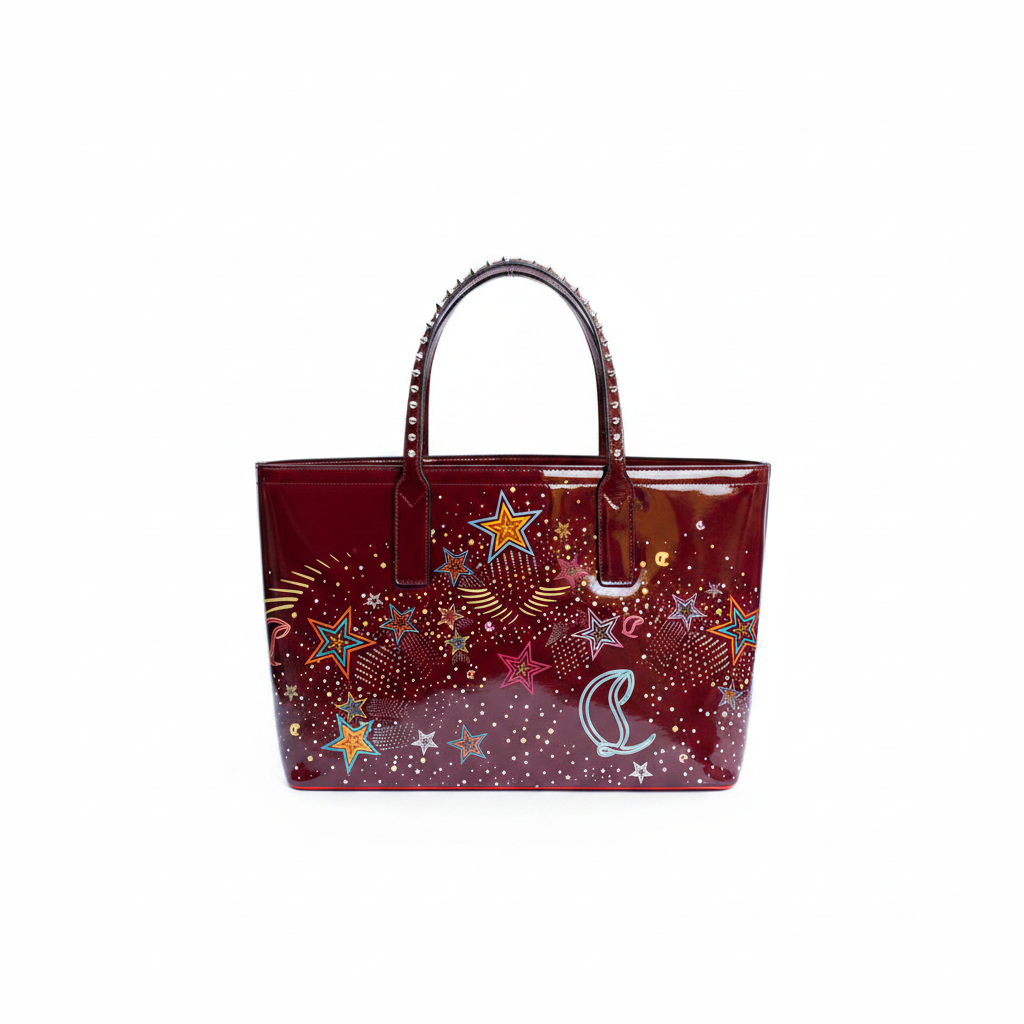 Christian Louboutin Cabata Tote – Burgundy Star Print Patent Leather