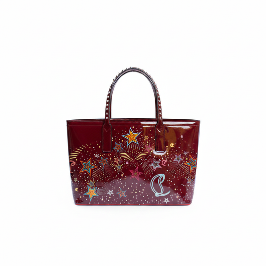 Christian Louboutin Cabata Tote – Burgundy Star Print Patent Leather