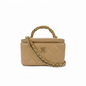 Chanel Vanity Case with Chain Top Handle in Beige Lambskin â€“ Aged Gold CC Hardware