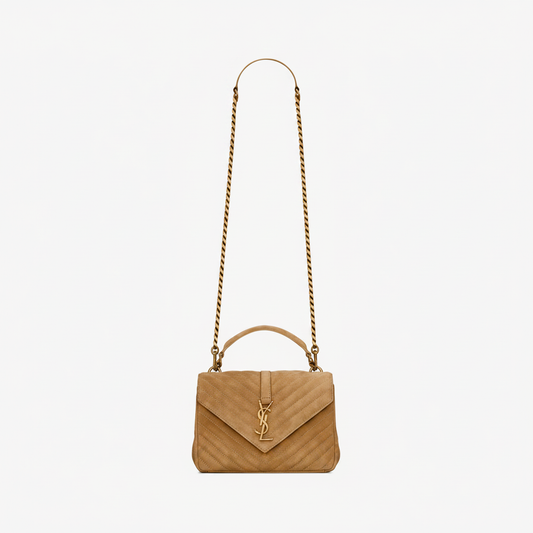 Saint Laurent College Small Bag "Dark Beige / Gold"