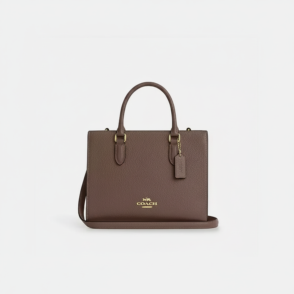 Coach Andrea Carryall – Dark Brown Pebbled Leather