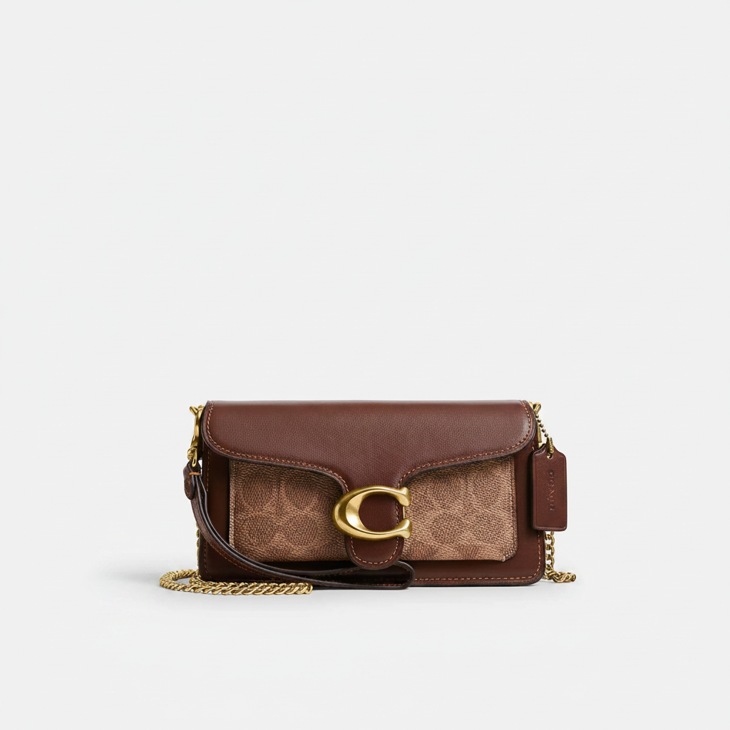 Coach Tabby Wristlet 26 "Tan Signature Canvas / Maple / Brass"