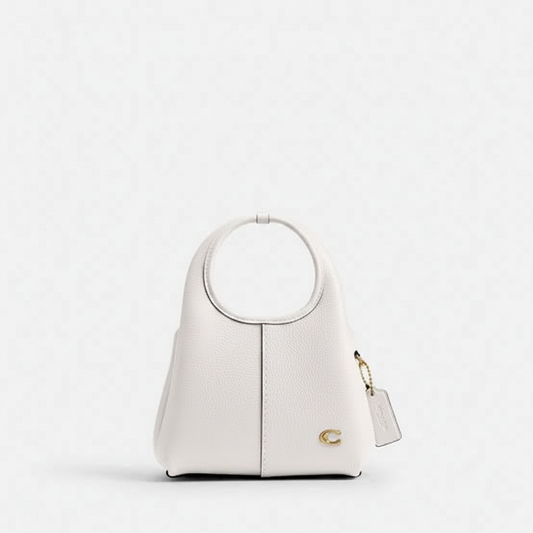 Coach Lana Bucket Bag in Chalk White Pebble Leather with Gold Hardware and Ring Handle