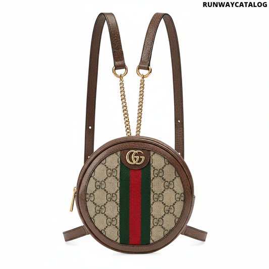 Gucci Ophidia GG Round Mini Backpack Beige Ebony