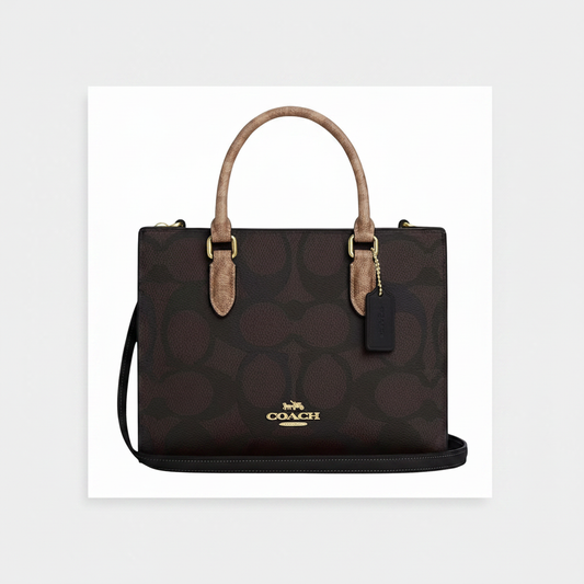 Coach Zoe Carryall Brown Tan Signature Canvas
