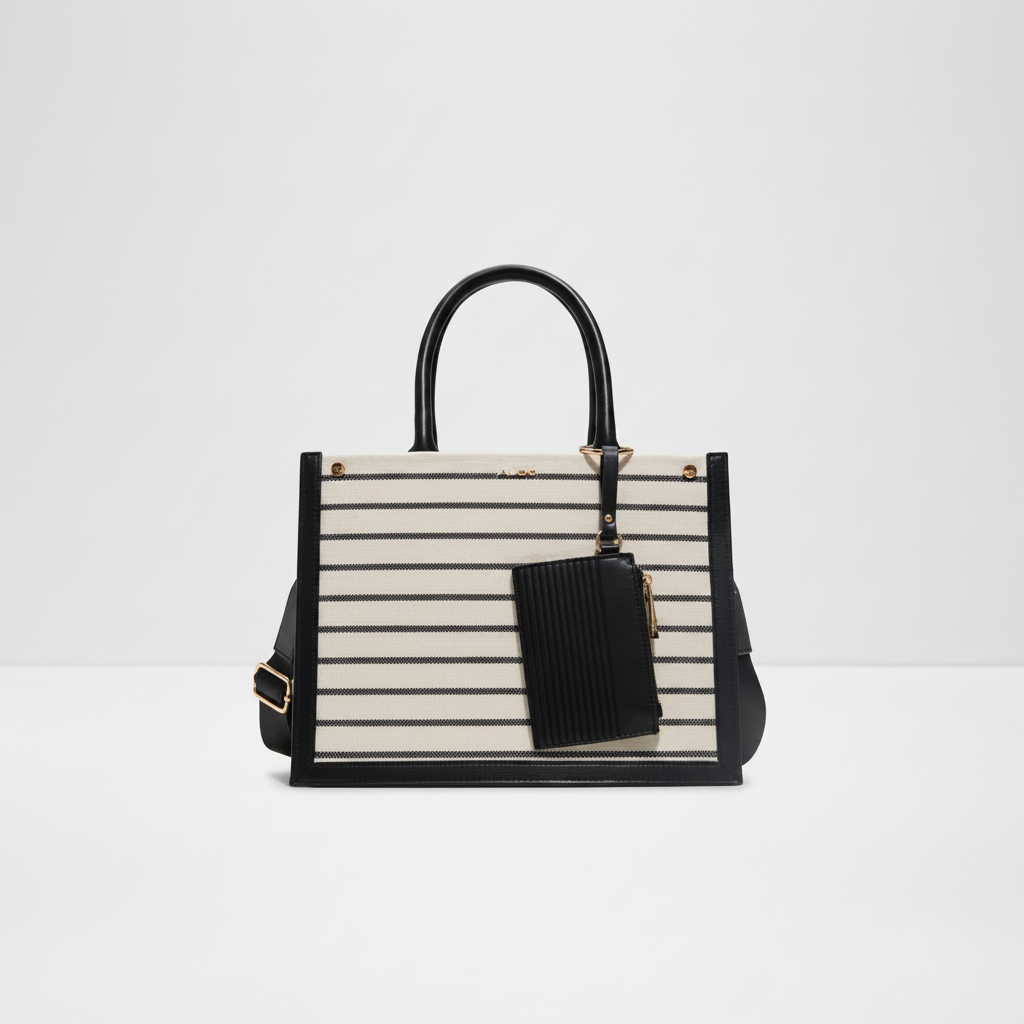 Aldo Kedalian Structured Tote "Cream Stripe / Black / Gold"