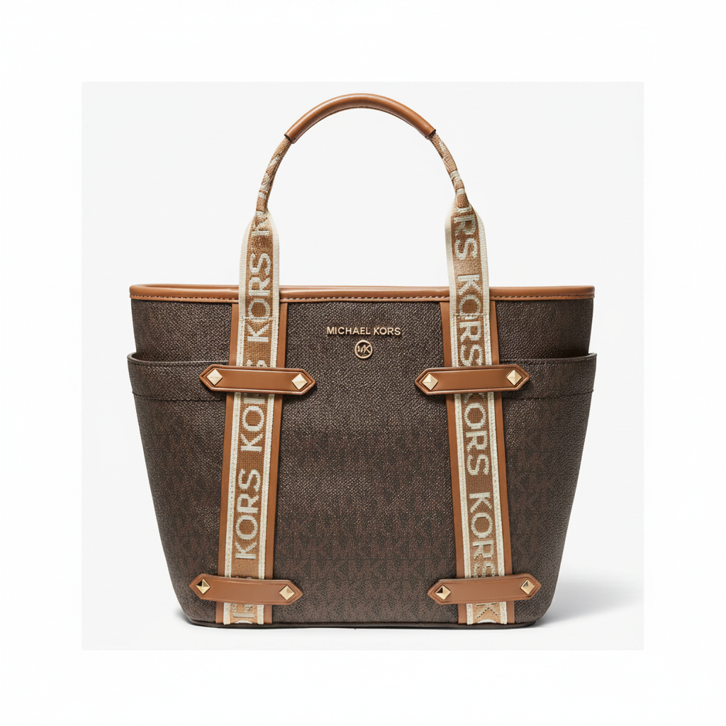 Michael Kors Maxi Tote Brown Acorn Logo Strap