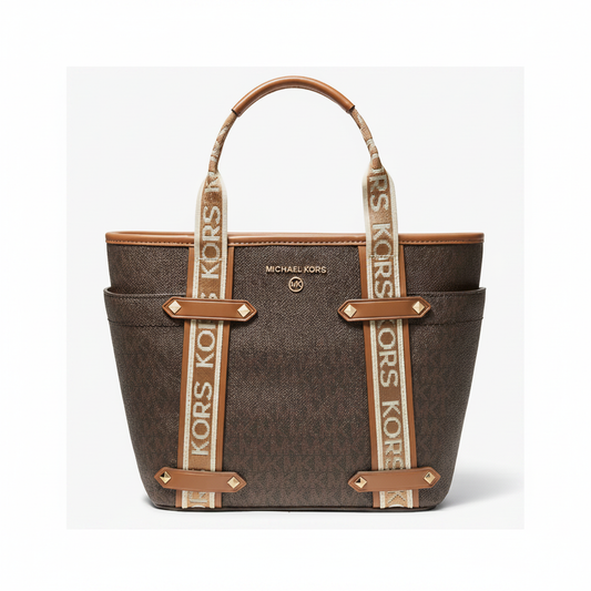 Michael Kors Maxi Tote Brown Acorn Logo Strap